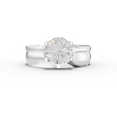 1.50 Ct Round Lab Diamond Wide Band Solitaire Ring Set 1.50 Ct Center