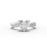 1.70 Ct Heart Lab Diamond Ring with Crossover Pavé Band 1.50 Ct Center