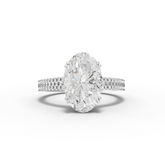 3.21 Ct Oval Lab Diamond Ring with Double Pavé Band 3.00 Ct Center