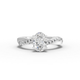 1.20 Ct Oval Lab Diamond Ring with Crossover Pavé Band 1.00 Ct Center