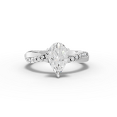 1.20 Ct Pear Lab Diamond Ring with Crossover Pavé Band 1.00 Ct Center