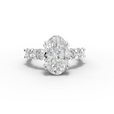 3.92 Ct Oval Solitaire Lab Diamond Accent Ring 3.00 Ct Center
