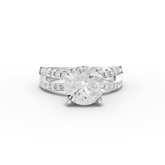 2.49 Ct Round Solitaire Lab Diamond Double Pavé Ring 2.00 Ct Center