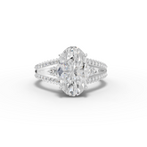 3.75 Ct Oval Solitaire Lab Diamond Hidden Halo Pavé Ring 3.00 Ct Center
