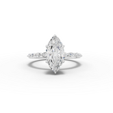 1.82 Ct Marquise Solitaire Lab Diamond Hidden Halo Pavé Ring 1.50 Ct Center