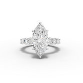 6.94 Ct Marquise Solitaire Lab Diamond Hidden Halo Accent Ring 4 Ct Center