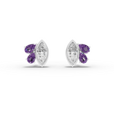 1.63 Ct Marquise Diamond & Amethyst Cluster Stud Earrings