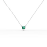 1.09 Ct Emerald Cut Lab Grown Emerald & Diamond Pendant Necklace