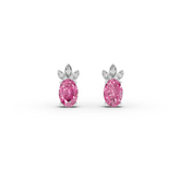 2.05 Ct Pink Tourmaline Diamond Stud Earrings with Leaf Design