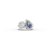 3.33 Ct Blue Sapphire & Diamond Designer Two Stone Ring