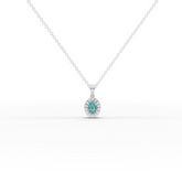 1.31 Ct Turquoise Oval Halo Lab Diamond Pendant Necklace