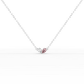 1.00 Ct Minimal Two Stone Pink Toumailne Diamond Pendant Necklace