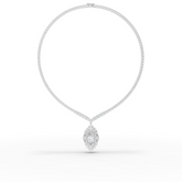 21.03 Ct Marquise Halo Drop Lab Diamond Necklace with Tennis Chain 5.00 Ct Center