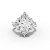 3.75 Ct Marquise Solitaire Ring with Split Wave Pavé Band 3.00 Ct Center