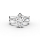 2.18 Ct Marquise Lab Diamond Wide Band Ring with Accent Band 2.00 Ct Center
