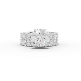 5.34 Ct Round Lab Diamond Half Eternity Ring with Hidden Halo 3.00 Ct Center