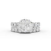 6.30 Ct Round Lab Diamond Half Eternity Ring with Hidden Halo 3.00 Ct Center