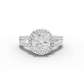 2.17 Ct Round Lab Diamond Double Halo Accent Ring 1.5 Ct Center