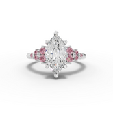 2.32 Ct Marquise Solitaire Lab Diamond Floral Cluster Ring 2.00 Ct Center