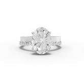 3.31 Ct Oval Solitaire Ring with Beaded Band 3.00 Ct Center
