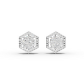 3.31 Ct Hexagon Halo Round Diamond Stud Earrings