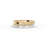 0.092 Ct Two Tone Princess Cut Diamond Wedding Band