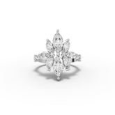 2.08 Ct Floral Marquise Diamond Statement Ring