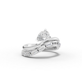 1.51 Ct Pear Solitaire With Baguettes Bypass Ring