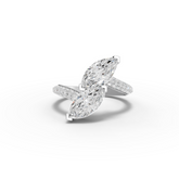 2.43 Ct Marquise Toi et Moi Bypass Ring with Pavé Band