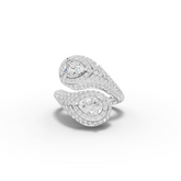 3.23 Ct Pear Double Halo Wrap Cocktail Ring
