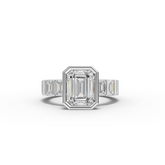 3.29 Ct Emerald Cut Bezel Channel-Set Engagement Ring