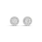 2.40 Ct Round Halo Lab Grown Diamond Stud Earrings
