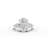 3.36 Ct Oval Three Stone Hidden Halo Engagement Ring