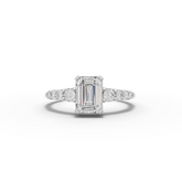 1.24 Ct Emerald Solitaire Lab Diamond Ring with Graduated Pavé Band