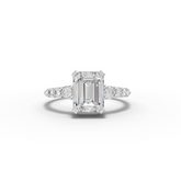 1.74 Ct Emerald Cut Lab Grown Diamond Graduated Pavé Ring