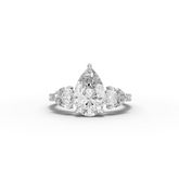 3.18 Ct Pear Three-Stone Pavé Lab Grown Diamond Ring