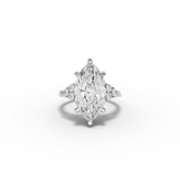 5.31 Ct Marquise Cluster Side Stone Lab Diamond Engagement Ring