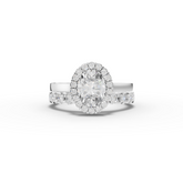 1.70 Ct Oval Halo Lab Grown Diamond Bridal Ring Set