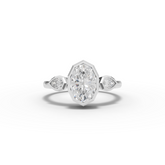 1.20 Ct Oval Bezel Three Stone Lab Grown Diamond Ring