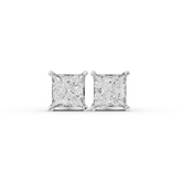 1.5 Ct Each Princess Solitaire Lab Diamond Stud Earrings