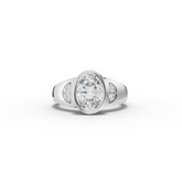 1.60 Ct Oval Bezel Diamond Ring with Side Diamond