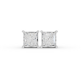 1.50 Ct Each Princess Lab Diamond Solitaire Stud