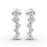 0.48 Ct Stacked Square Geometric Drop Lab Diamond Earrings