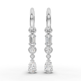 Lab-Grown Diamond Mixed-Shape Jewelry Set with Emerald-Cut Ring, Drop Necklace & Earrings