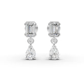 3.44 Ct Emerald & Pear Drop Lab Diamond Earrings