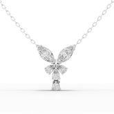Lab-Grown Diamond Twin Marquise Floral Drop Pendant Necklace