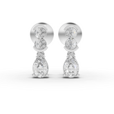 1.12 Ct Pear Drop Lab Diamond Earrings with Round Bezel Accents