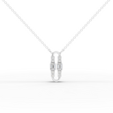 Lab Grown Diamond Paperclip Pendant Necklace with Emerald & Round Diamonds