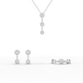 1.67 Ct Lab-Grown Diamond Hexagon Geometric Jewelry Set with Eternity Band, Vertical Drop Necklace and Earrings