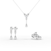 4.92 Ct Statement Lab Grown Diamond Jewelry Set with Pear and Round Diamond Jewelry Set